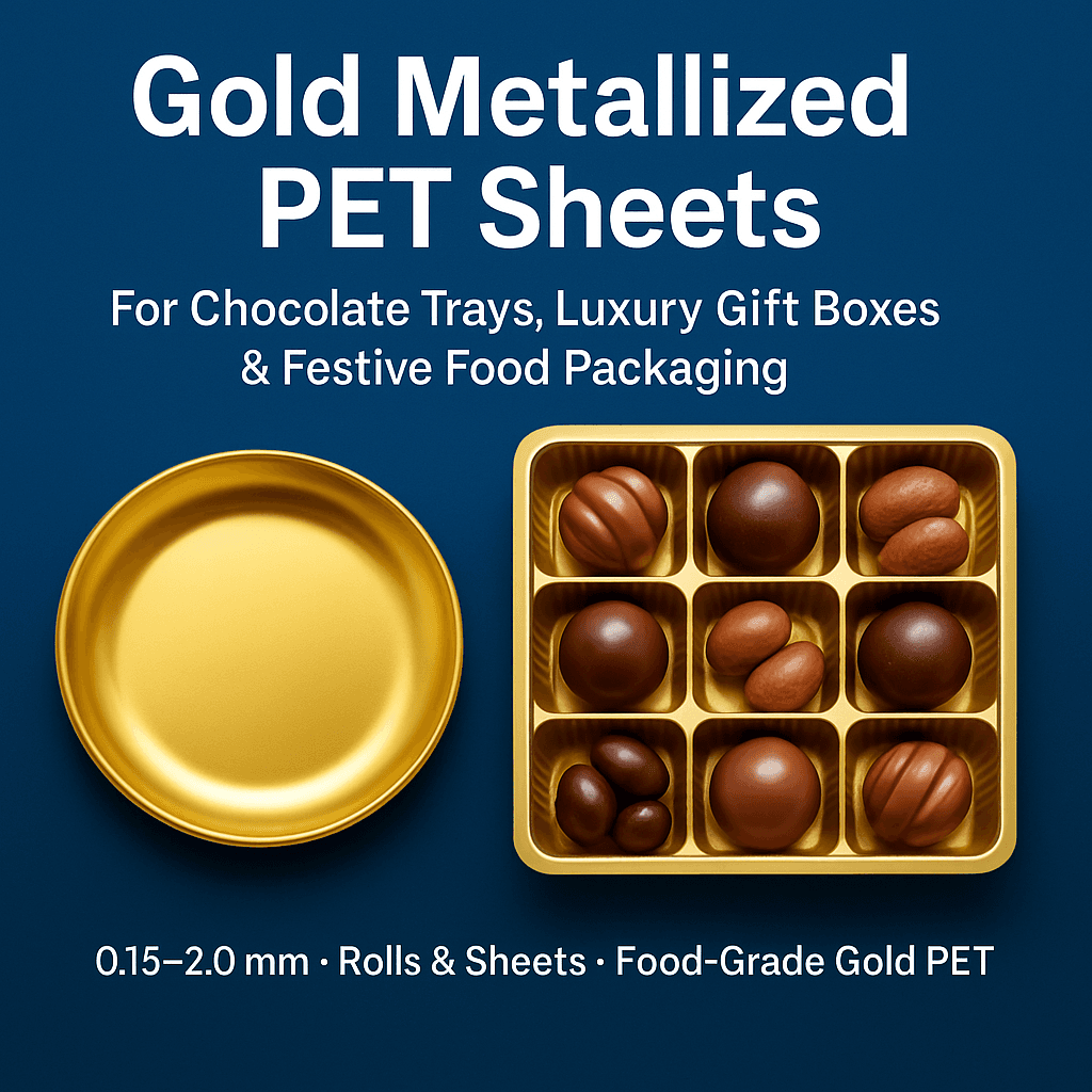Gold Metallized PET Sheets for Luxury Boxes & Food Trays – Design, Trends & Processing Tips