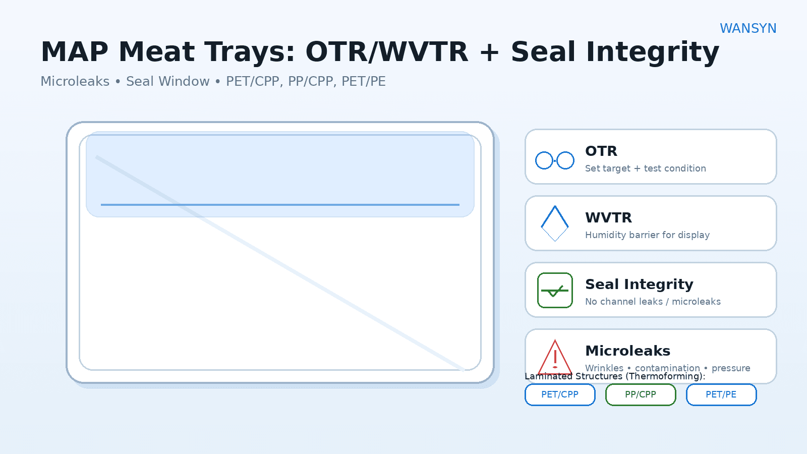 MAP Meat Trays: OTR/WVTR Specs + Seal Integrity (Microleaks)